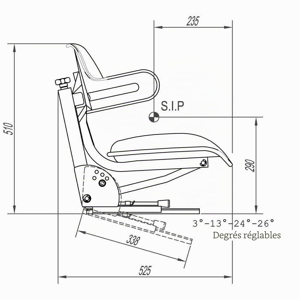 Siège du tracteur universel siège du chargeur de cour en KS 44/2V PVC rouge inclinable