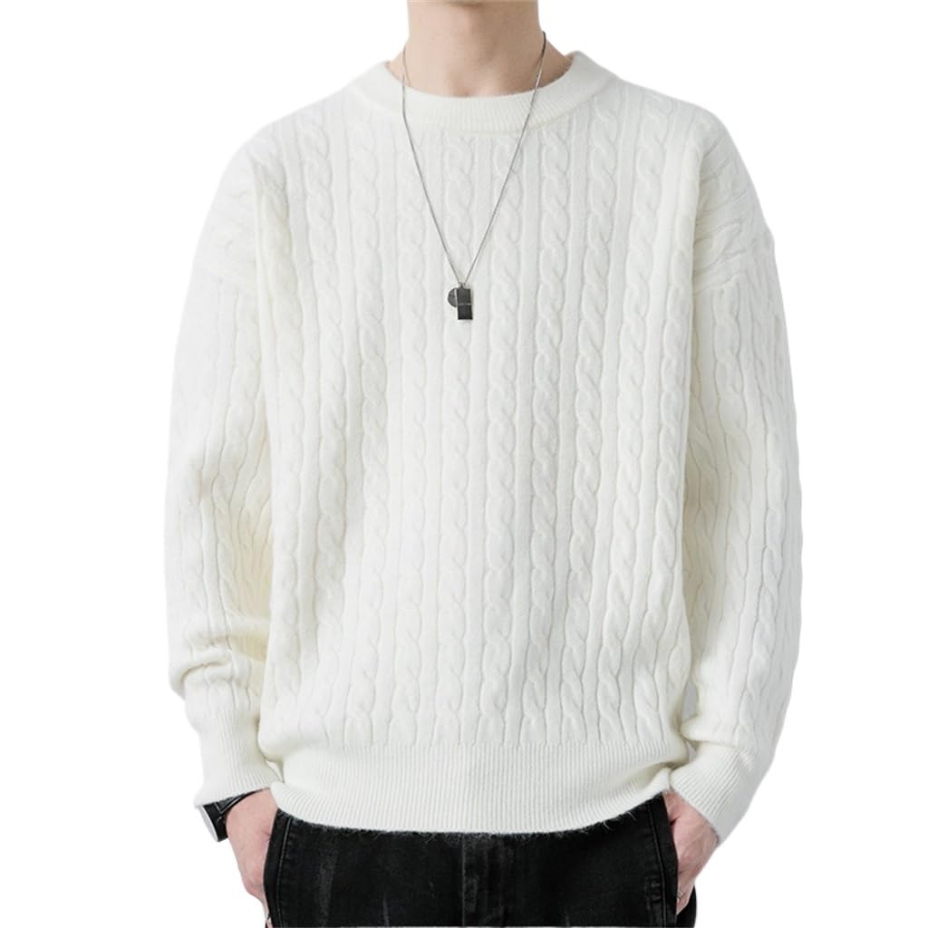 Pull à col rond blanc ample vêtement chaud hiver taille 3XL stretch