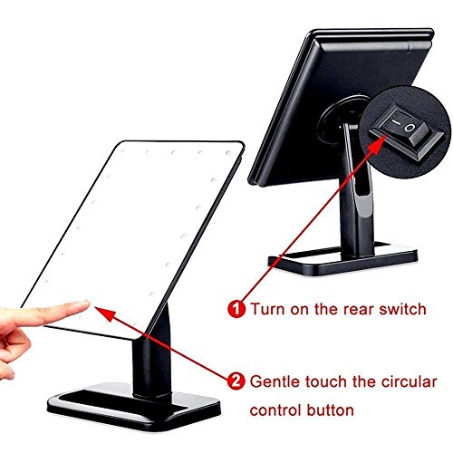 Lighted Makeup Mirror 20 LED, Lmeison Vanity Mirror with Touch Screen, Detachable 10X Magnification Mirrors,180° Free Rotation Movable Cosmetic Mirror