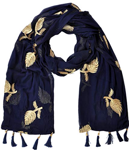 Image of YOUTHQUAKE Women's Golden Patti Work Embroidered Chiffon Dupatta for Womens & Girls With Latkan