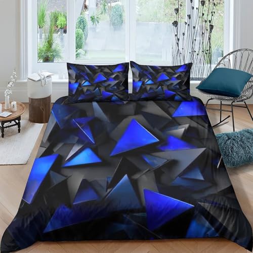 Housse de couette imprimé 3D oiseaux à fleurs bleues 220x240 parure de lit microfibre King - 4