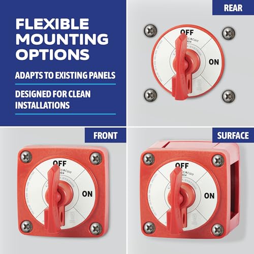 Image of Blue Sea Systems On /Off Battery Isolator Switch With Locking Key, Red, 6004 m‑Series