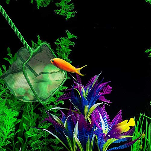 Image of XMHF 3pcs 8 inch Wide Spiral Handle Metal Frame Fish Tank Nylon Fish Catch Net Aquarium Wire Nylon Mesh Quick Catch Landing Net Green