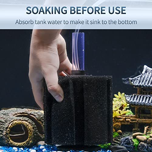 Image of Pawfly Large Aquarium Bio Sponge Filter Quiet Fish Foam Filter with Airline Tubing Suction Cups Check Valve Connectors and Control Valve Accessories for Betta Fry Shrimp Fish Tank up to 60 Gallon