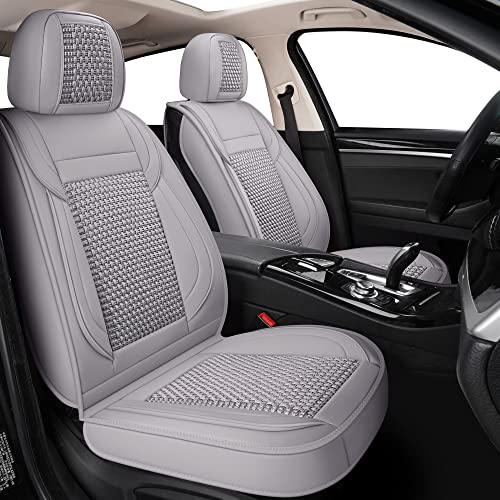 Lingvido Leather Car Seat Covers,Breathable And Waterproof Faux Leather Automotive Seat Covers For Cars Suv Truck Sedan,Universal Anti-Slip Driver Seat Cover With Backrest (Full Seat, Ice Gray) #TOP6