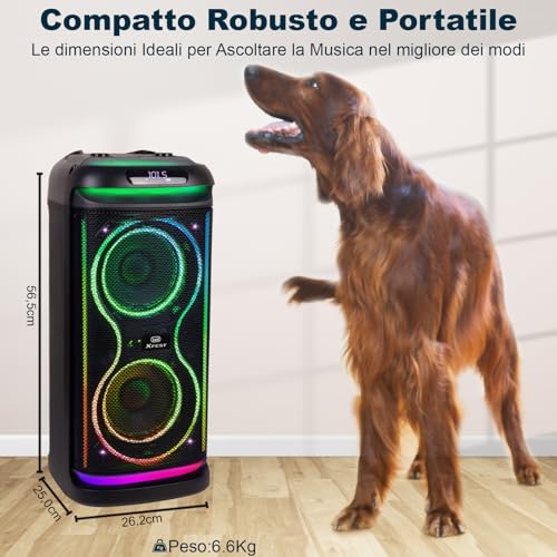Trevi Xfest Xf 650 Kb Speaker Wireless Portatile 100W, Altoparlante Con Microfono Dinamico Incluso, Ingressi Usb, Micro Sd E AUX-IN, Funzione Tws, Karaoke Party Speaker, Ideale Per Feste O Eventi - 6