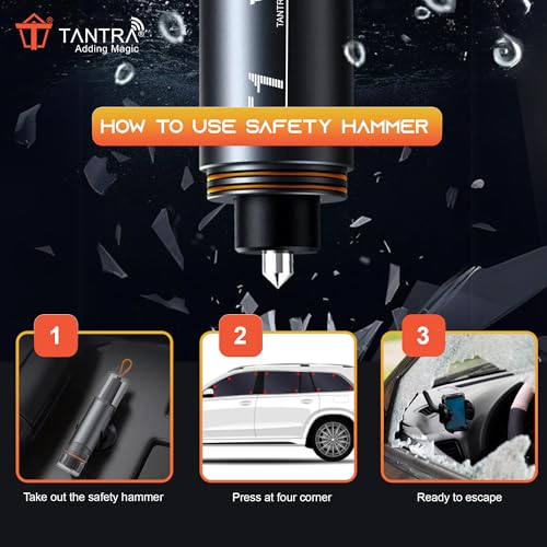 Image of TANTRA Emergency Car Safety Hammer - Heavy-Duty Seatbelt Cutter & Window Breaker | Multi-Function Auto Escape Tool | Compact & Durable | Essential for Every Vehicle