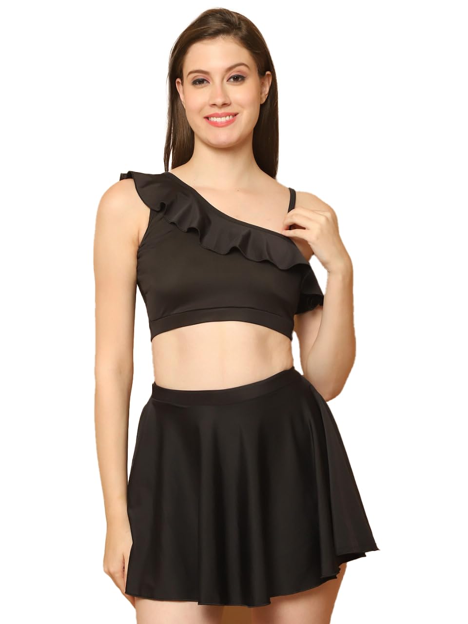 cukoo Padded Black Two piece Skirtini Swimwear-picture-37