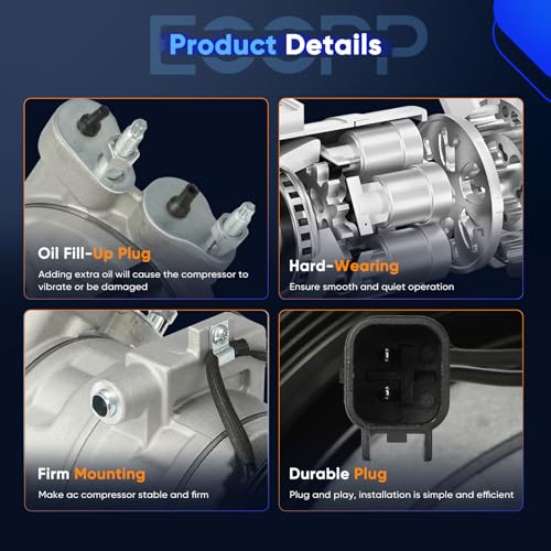 Image of ECCPP AC Compressor Fit for Ford Escape for Mazda Tribute 3.0L 2008-2012 Fast Cooling Air Conditioning Compressor