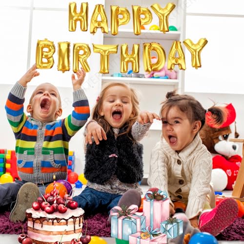 Image of KITTER Golden Happy Birthday Foil Balloon, Metallic Happy Birthday Balloons Set for Birthday Decoration Kit, Balloons for Decorating Birthday For Boys Girls Kids Adults