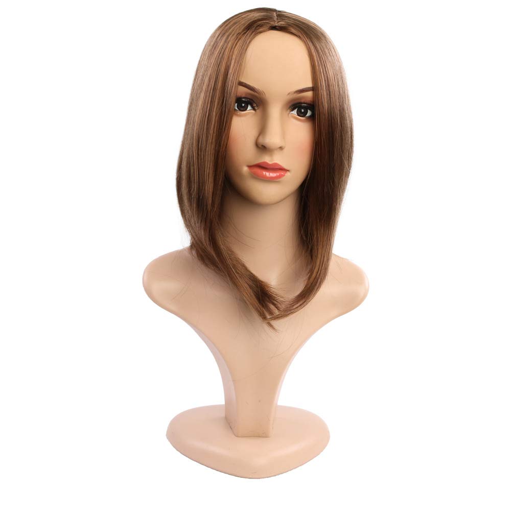 35cm Short Bobo Hair Wigs Hair Heat Resistant for Cosplay Daily Party Use Bob Wig Middle Part Synthetic Hair Replacement Wig For Fashion Women Light Brown