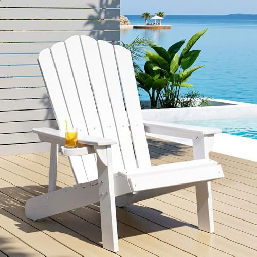 Gardeon Adirondack Chair, Outdoor Chairs, Beach Chair HDPE, Sun Lounge, Patio Furniture Armchair, Patio Chair for Garden Pool Backyard Deck White