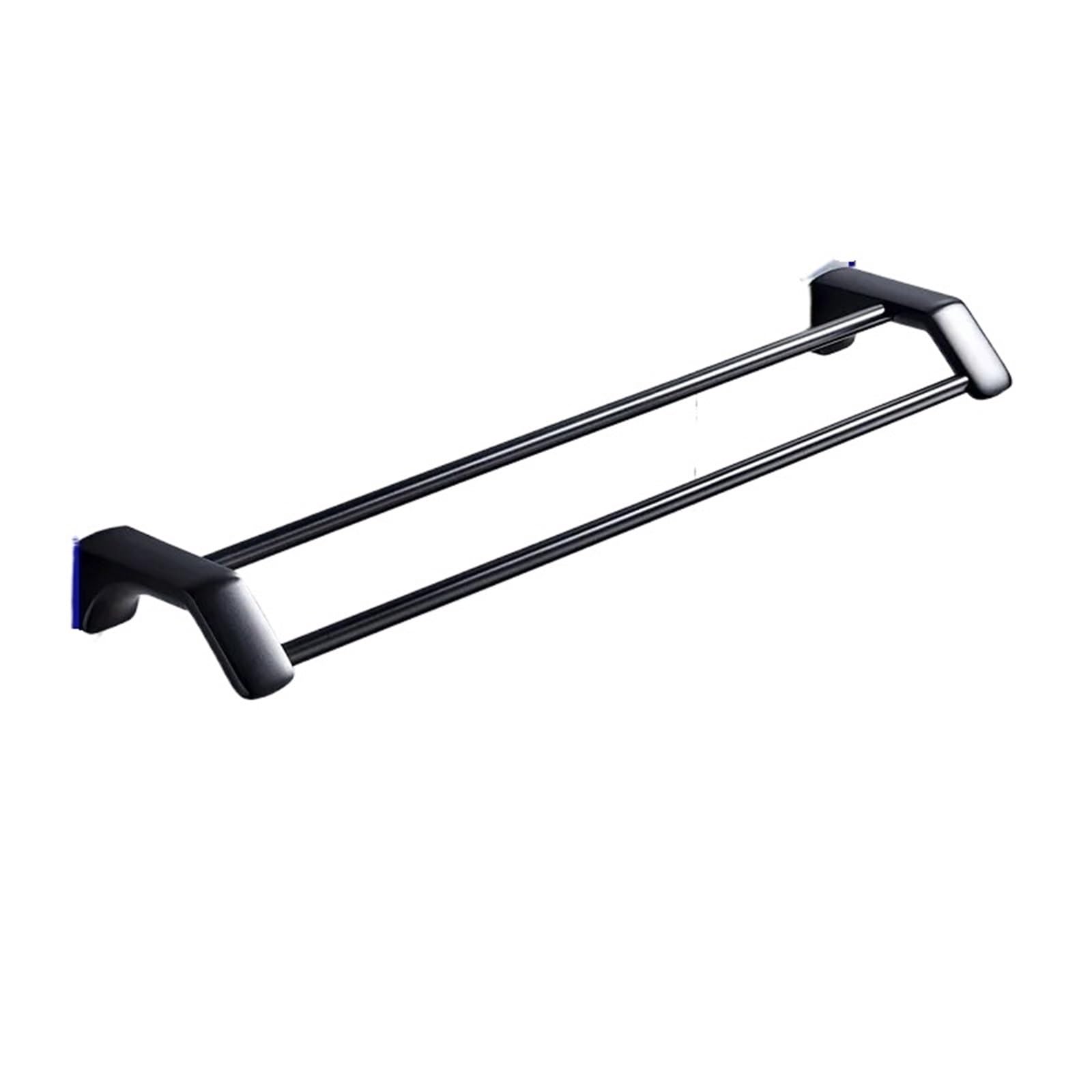 Towel Bar Double Bath Towel Shelf Stainless Steel Bathroom Double Rack Holder Bath Towel Hanger Bar Towel Rail Bathroom Accessories(Black 35 CM)
