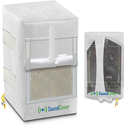 Two White Waterproof 600D Outdoor Speaker Covers for C-Bracket Mounted Speakers – Fits Klipsch AW-650, Polk Atrium 8 SDI, Definitive Technology AW 6500 (Max Dimensions: H 15" x W 9.45" x D 11") by SoundCover - Used condition - US$35.96