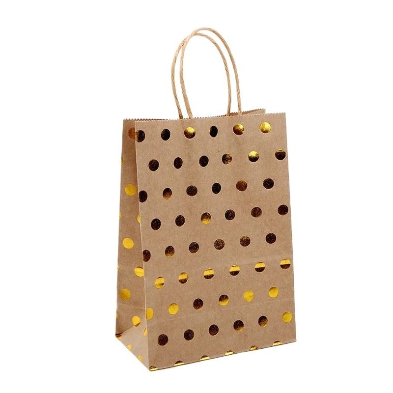 10/15/20/30 Stück Kraftpapier-Geschenktüten mit goldenen Punkten