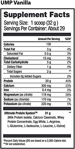 Beverly International 857254000214 Ump Protein Powder, Vanilla. Unique Whey-Casein Ratio Builds Lean Muscle. Easy To Digest. No Bloat. (32.8 Oz) 2Lb .8 Oz thumb #3
