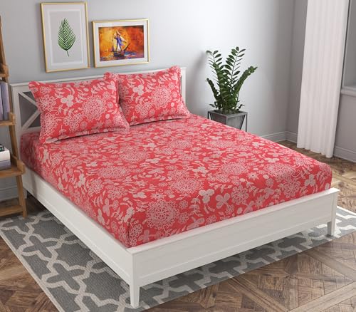 Image of HOMEKART Prime+ Combo Pack of 4 Double Bedsheets with 8 Pillow Covers|120 TC Soft Brushed Microfiber -Long Lasting & Wrinkle Free - 220 x 218 Cm Or 7ftx7ft, Red & Yellow