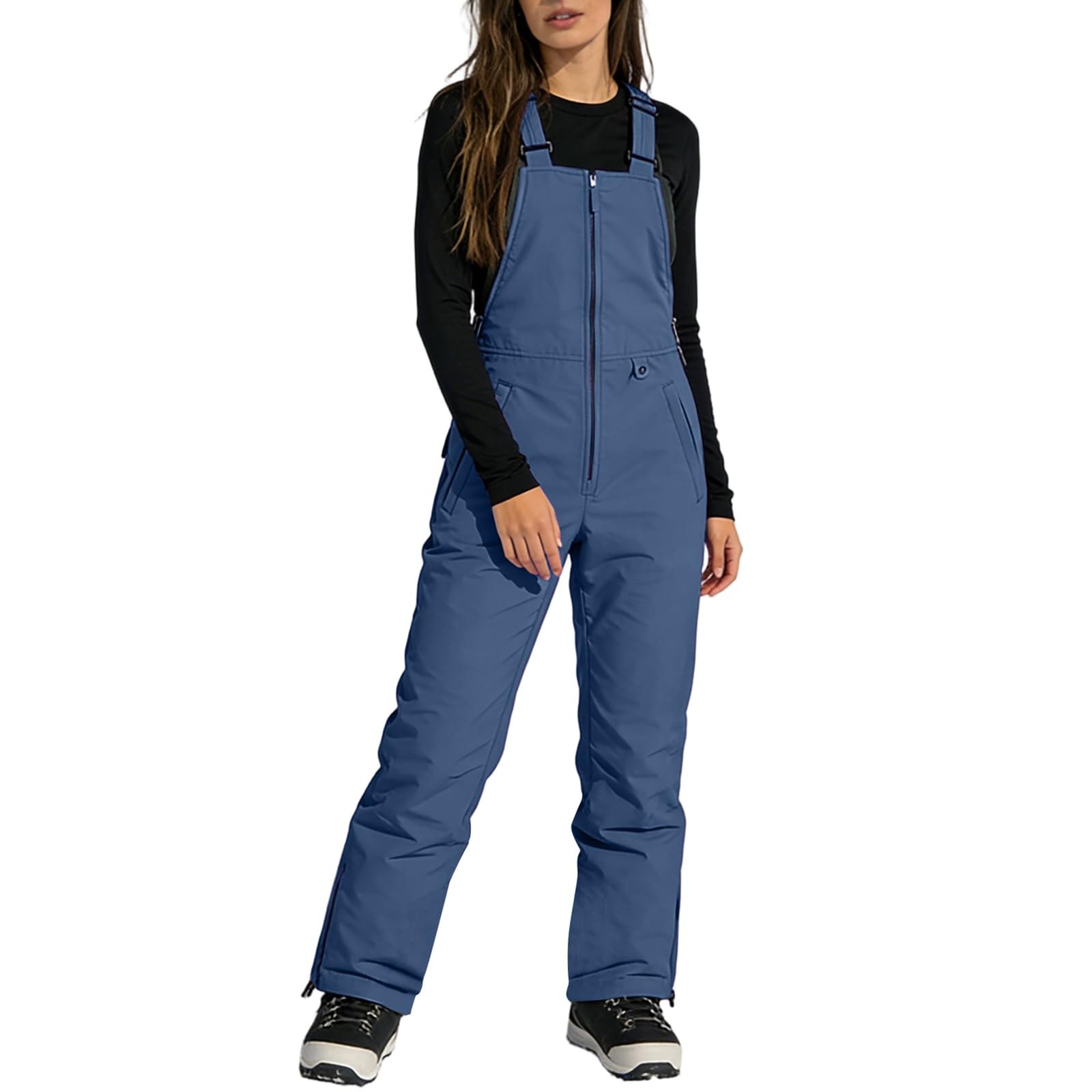 Generisch Snowboardhose Damen Baggy Mit Latz Skihose Damen Wasserdicht Verstellbar Schneehose Winter Warm Skihosen Cargo Latzhose Ski Hosen Gefüttert Thermohose Outdoor Wanderhose Latz Funktionshose