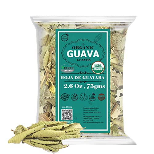 Akshit Te Hojas De Guayaba, Organic Guava Leaves, 2.6Oz (75G), Dried From Fresh Guava Leaves, Caffeine Free, Natural Guava Leaf, Caffeine Free, Non Gmo, Perfect For Herbal Tea. #TOP4
