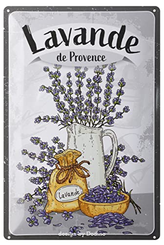 DODINO plaque en métal LAVANDE DE PROVENCE, 20x30cm, Vintage Bar Maison Cuisine Jardin Ferme Décoration Murale Cadeau