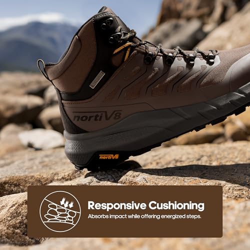 NORTIV 8 Men's Lightweight Hiking Boots Waterproof Breathable Outdoor Trekking Camping Ankle Boots Fern2