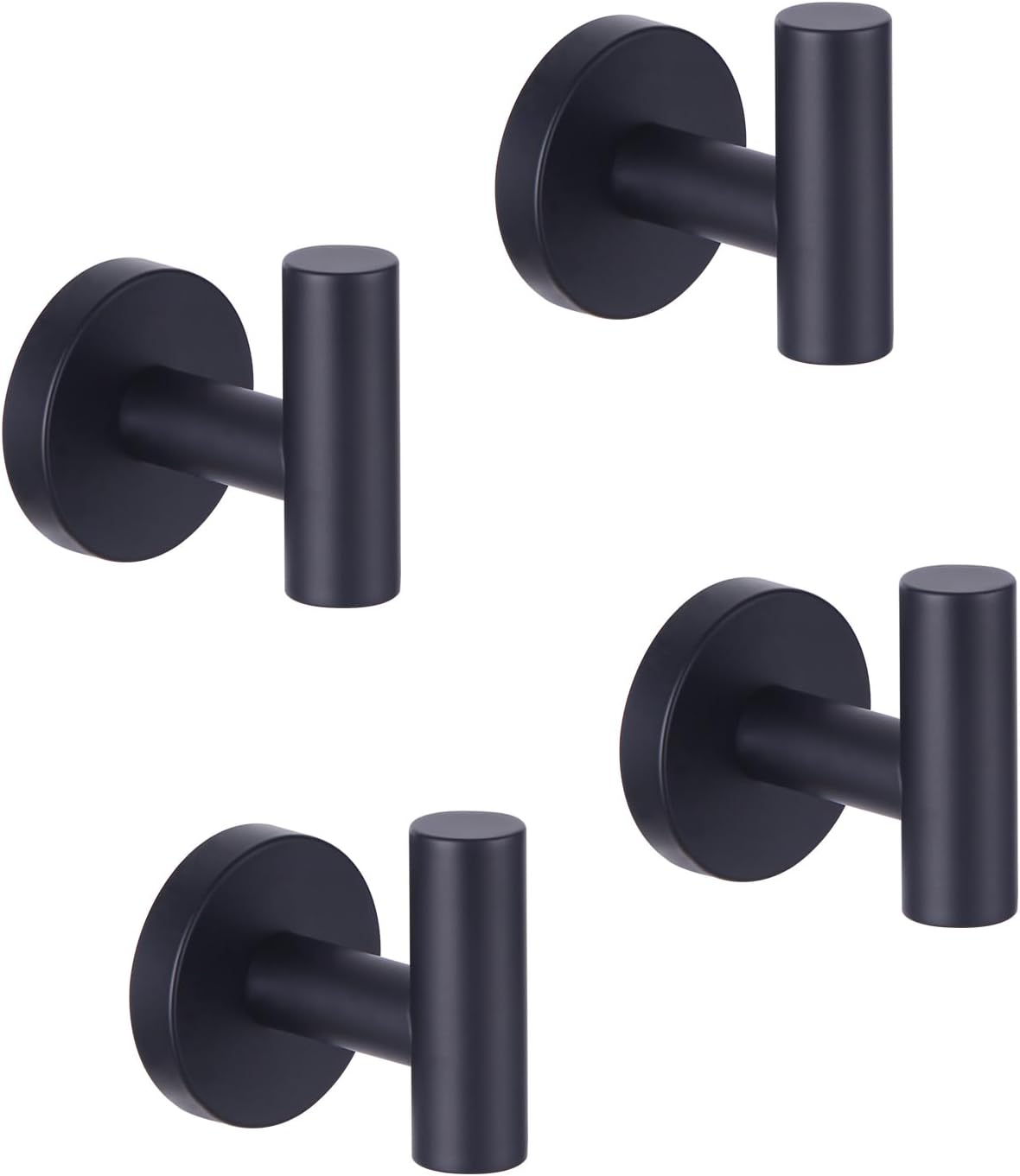 GERZWY Bathroom Matte Black Coat Hook SUS 304 Stainless Steel Towel/Robe Clothes Hook for Bath Kitchen Modern Hotel Style Wall Mounted 4 Pack AG1307B-BK
