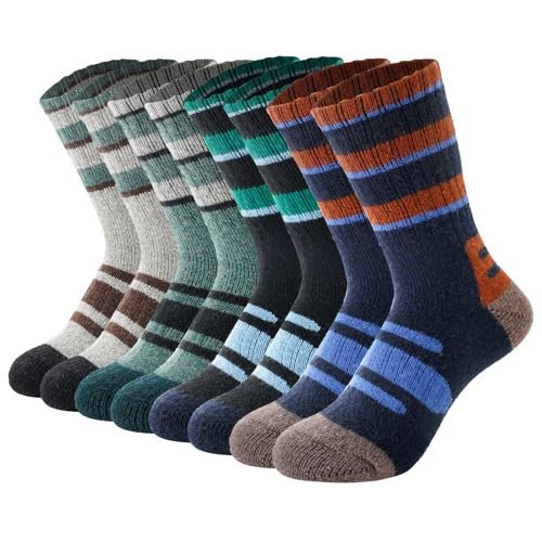 BONANGEL Merino Wollsocken Kinder Thermosocken Wolle (4 Paar) Warme Winter Sportsocken Skisocken Geschenke Socken Kinder für Jungen Mädchen Wandersocken