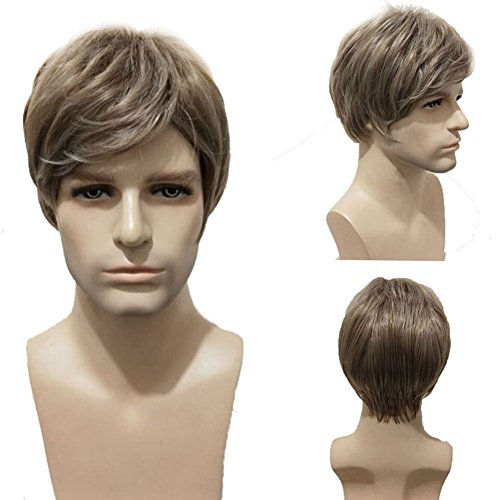 Beron Men Wigs Short Straight Heat Resistant Synthetic Wig Come With Wig Cap (Mixed Ash Blonde) #TOP4