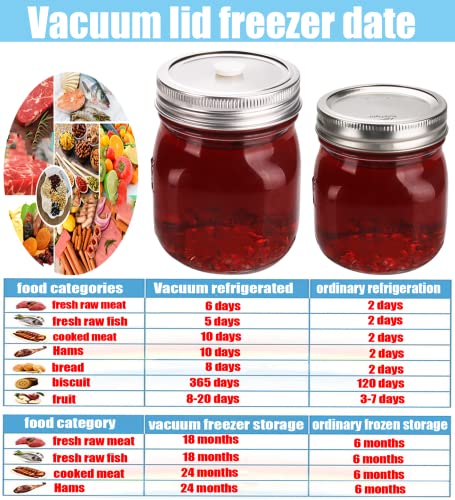 vacuum seal mason jar lids for FoodSaver Vacuum Sealer, Vacuum Seal Lid for 2.76 in Mason Jar,6 set regular mouth vacuum stainless Steel Lids for Food Storage +Accessory Hose - Thumbnail 3