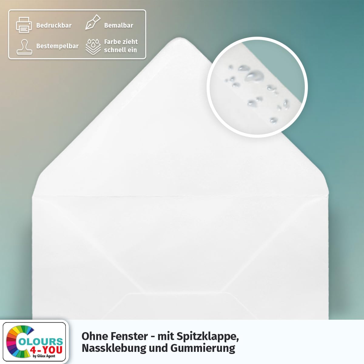 Colours-4-you - 500 buste per lettere, formato DIN B6, 12,5 x 17,5 cm, con chiusura a linguetta con punta da inumidire, colore: bianco, 12,5 x 17,5 cm