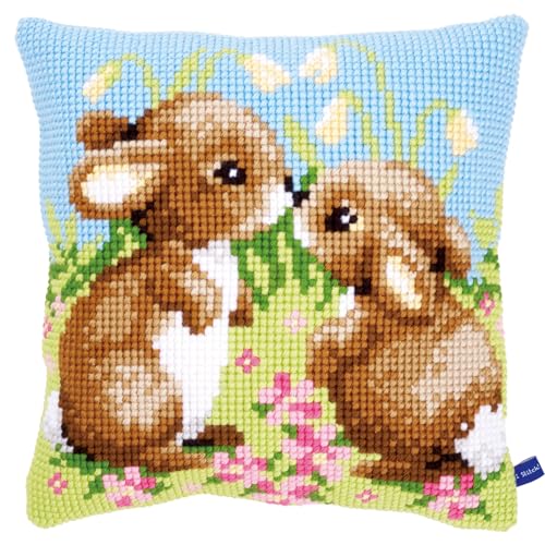Kit point de croix Vervaco lapins pour broder avec amour