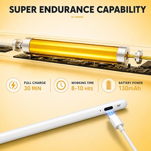 Image of ANT META Pencil 200 Active Stylus Pen for iPad, Android Tablets & Smartphones, 1.5mm Precision POM Tip, Type-C Fast Charging, Magnetic Design, 8-10 Hours Battery for Writing & Drawing, White