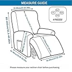 Eco-Ancheng Recliner Slipcovers 4-Pieces Lazyboy Recliner Covers Recliner Couch Covers Recliner Chair Cover Non Slip Reclining Slipcovers with Storage Pockets Furniture Protector for Living Room - Image 5