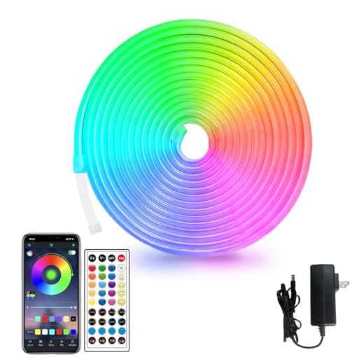 segrass 16.4ft LED neon Lights with Remote APP Control IP65 Waterproof Flexible Neon LED Strip Lights 12v RGB LED neon Rope Lights for Bedroom Room Outdoors Decor