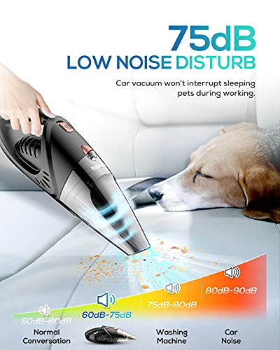 Shockflo Car Vacuum Cleaner, 6000Pa Lightweight Portable Vehicle Handheld Vacuum with Strong Suction, Wet/Dry Use, 16.5Ft Corded, 106W Powerful Motor for Car Interior Cleaning Sand Pet Hair, Black