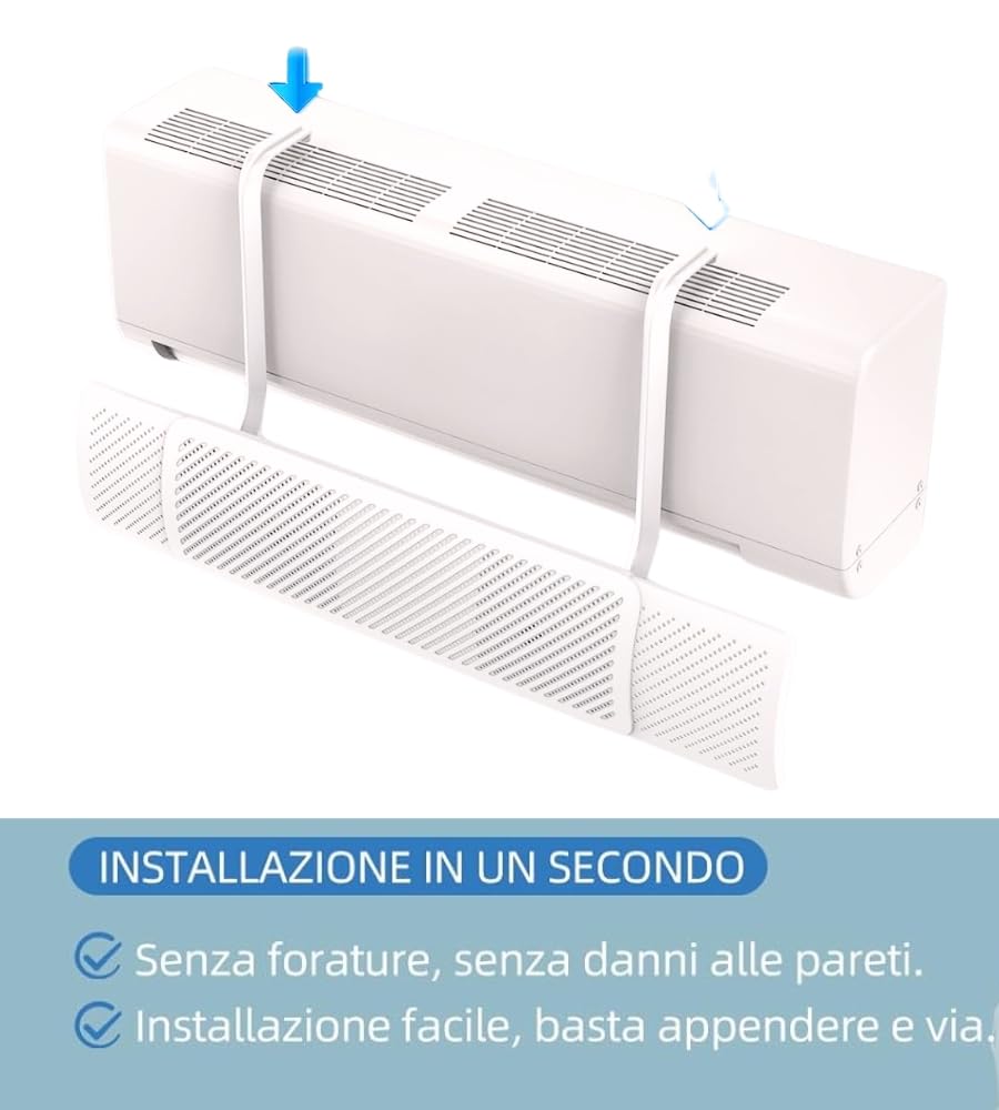 Deflettore Condizionatore Universale, Regolabile 52-97 cm, Angolo Regolabile, Anti Diretto Blowing, Deflettore aria Fredda Condizionata per Casa Ufficio