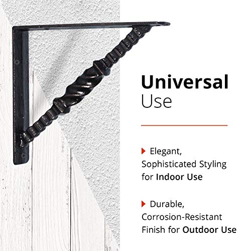 Nach Twist Cast Iron Rustic Wall Mount Shelf Bracket, Heavy Duty Shelf Brackets, 8.07 X 7.08 X 1.57 Inches, Decorative Black L Bracket, Diy Projects, 2-Pack, Hardware Included, Js-90-425 #TOP3