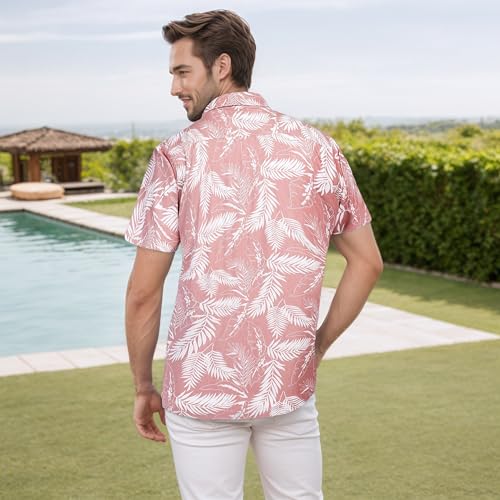 Image of Men's Hawaiian Shirt Tops Vintage Short Sleeve Button Down Beach Shirt Male Tropical Floral Summer Pullover Party Holiday