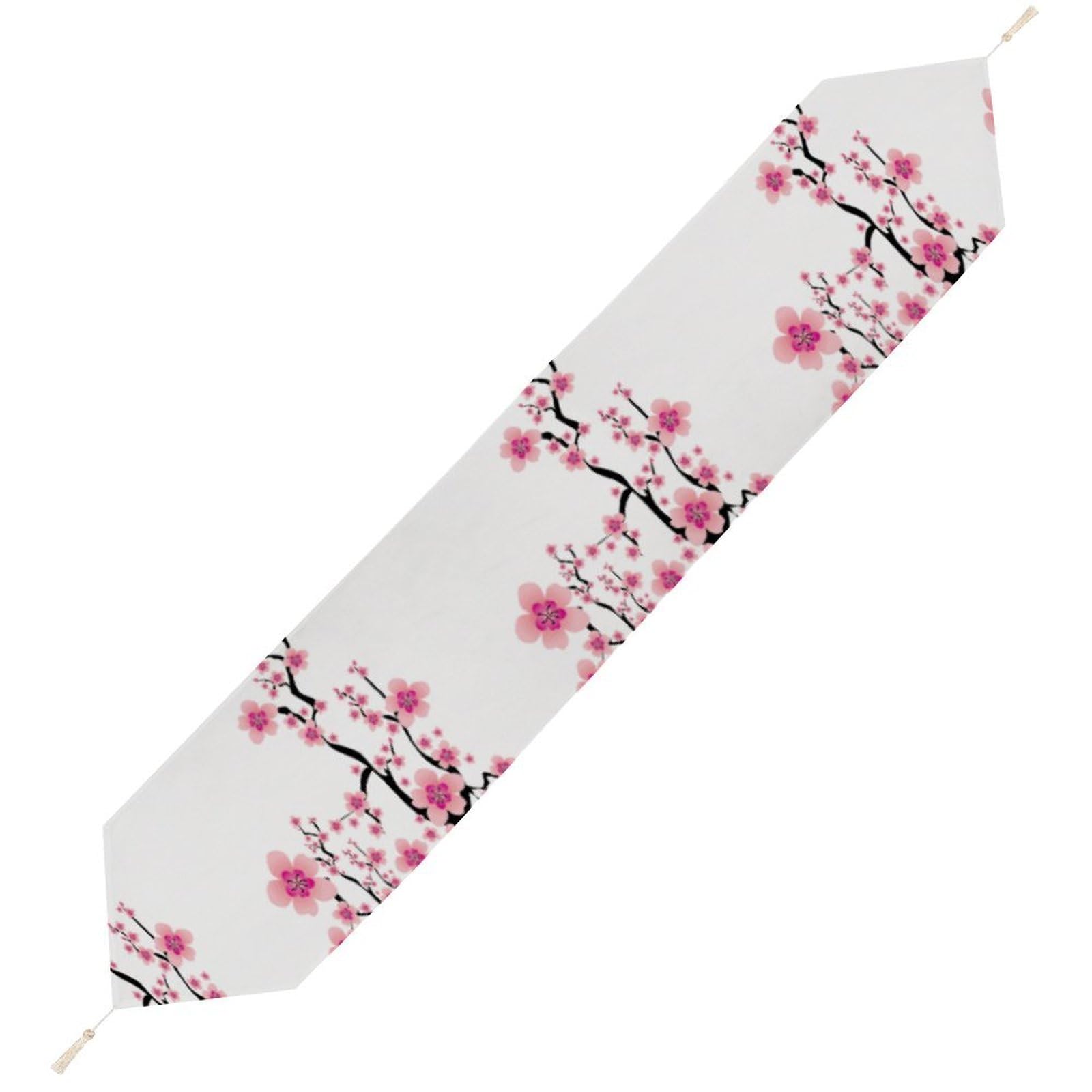 JZemdybill 200*33cm Table Runner with Tassel, Plum Blossom Table Runner, Table Decoration for Kitchen, Party, Restaurant