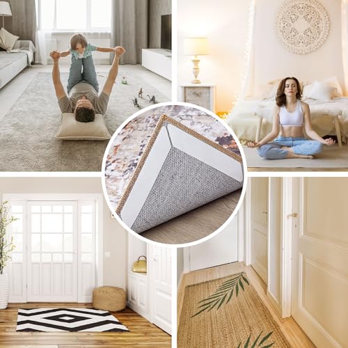 Rug Tape Carpet Corner Grippers: 10 PCS Non Slip Rug Stickers for Hardwood Floors Anti Slip Rug Grip Carpet Stickers for Area Rugs - Adhesive Rug Pads Rug Stoppers to Prevent Sliding White