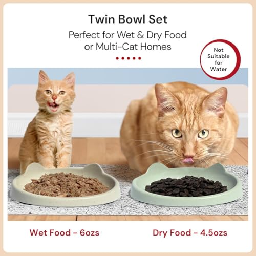 7 Ruby Road Anti Whisker Fatigue Cat Bowl, Set of 2 - Wide Food Bowls, Wet and Dry Shallow Food Dish, Small Cat Dishes for Indoor Cats, Cute Kitten Bowls Whisker Friendly & Relief, Non-Slip Plates - Image 5