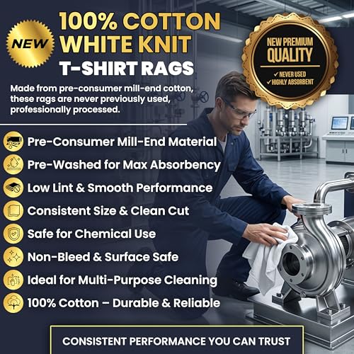SupremePlus Premium New White Cotton Knit T-Shirt Rags (5 lbs. Box of Rags) - Lint-Free, Soft & Absorbent Cleaning Cloths for Auto, Paint, Garage, Staining & Polishing by SupremePlus - Image 2