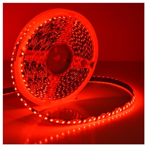 Image of Super Bright Black PCB 12V SMD5630(0.4w) LED Strip Lights Without Power Supply, IP65 Waterproof, Pack of 16.4ft /5M (600LED-Red)
