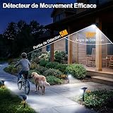 SUNNMO Faretti Solari a LED da Esterno con Sensore di Movimento, Lampade Luci Solari da Giardino Potenti 104LED 3Modalità, Faretto LED da Esterno Solare Giardino IP65 Impermeabile Luce Fredda, 4 Pezzi - 2