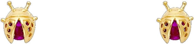 14k Yellow Gold Ladybug Stud Earrings with Screw Back - Image 2