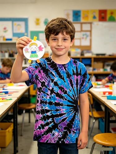 Image of Boys Tie Dye Shirt Size 4-14 Hippies Senior Rainbow Tees T Shirts for Kids | Tees T shirts for Kids