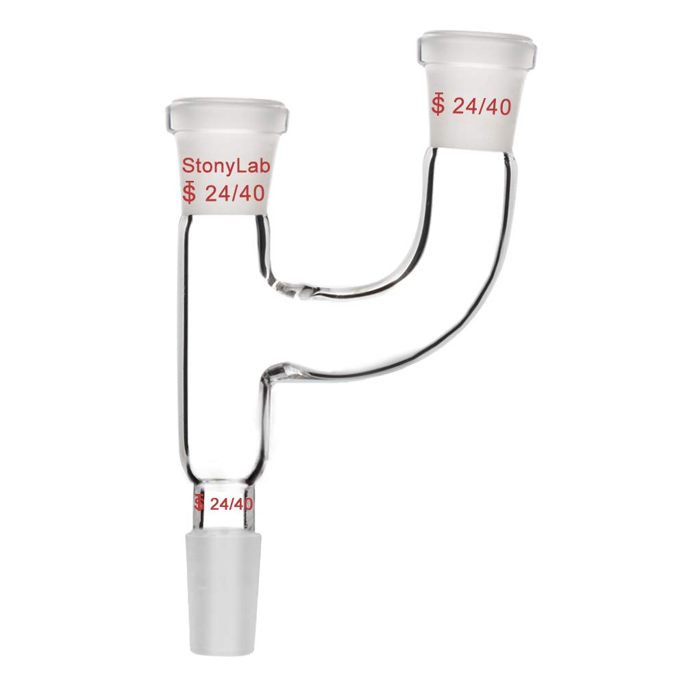 StonyLab 3 Way Claisen Distillation Adapter with 24/40 Joints Connecting Adapter Lab Supply, SL-L2L5R1
