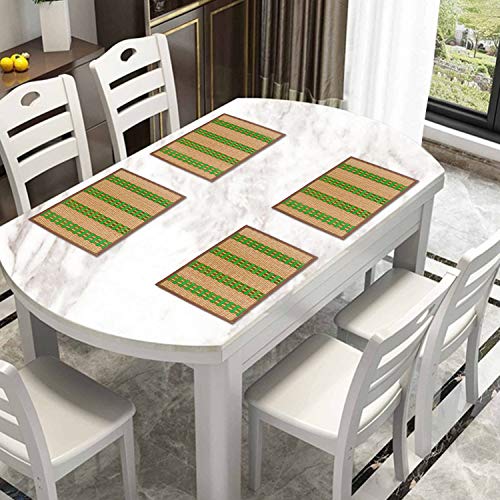 Image of HOKIPO Heat Resistant Wooden Placemats Set of 4 Dining Table Mats, 45x30 cm, Green (AR2816)