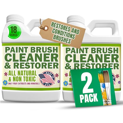 Image of Green Piece Paint Brush Cleaner for Paint Cleanup (Made in USA) - Works on Wet or Dry Paint, Acrylic, Latex, or Oil - 100% Natural & Completely Non-Toxic - 18 Ounce (Pack of 2)