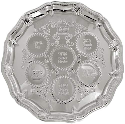ART Judaica Nickel Seder Plate for Passover, 36cm